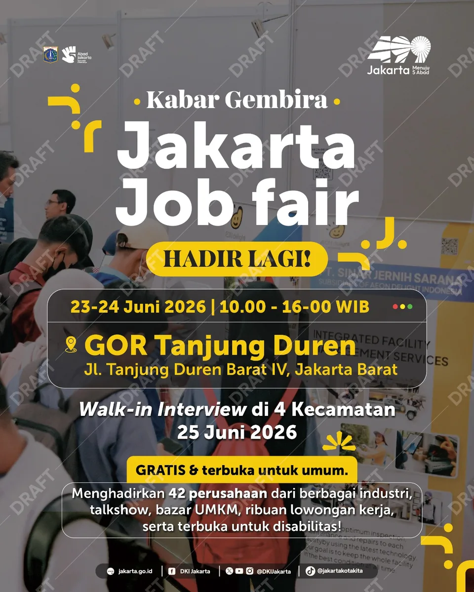 Job Fair Provinsi Jawa Barat 2026 (Suku Dinas TKTE Wilayah Provinsi Jawa Barat Barat) : 23-24 Juni 2026