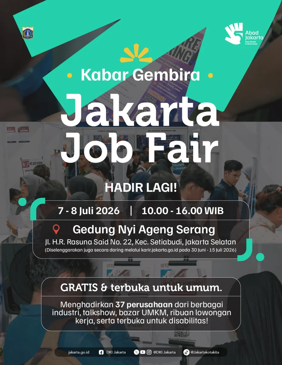Job Fair Provinsi Jawa Barat 2026 (Suku Dinas TKTE Wilayah Provinsi Jawa Barat Barat) : 7-8 Juli 2026